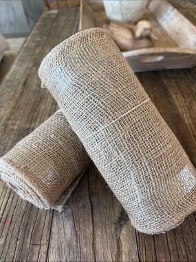 Natural Burlap Ribbon Roll - Neutral Tan 9” large rolls